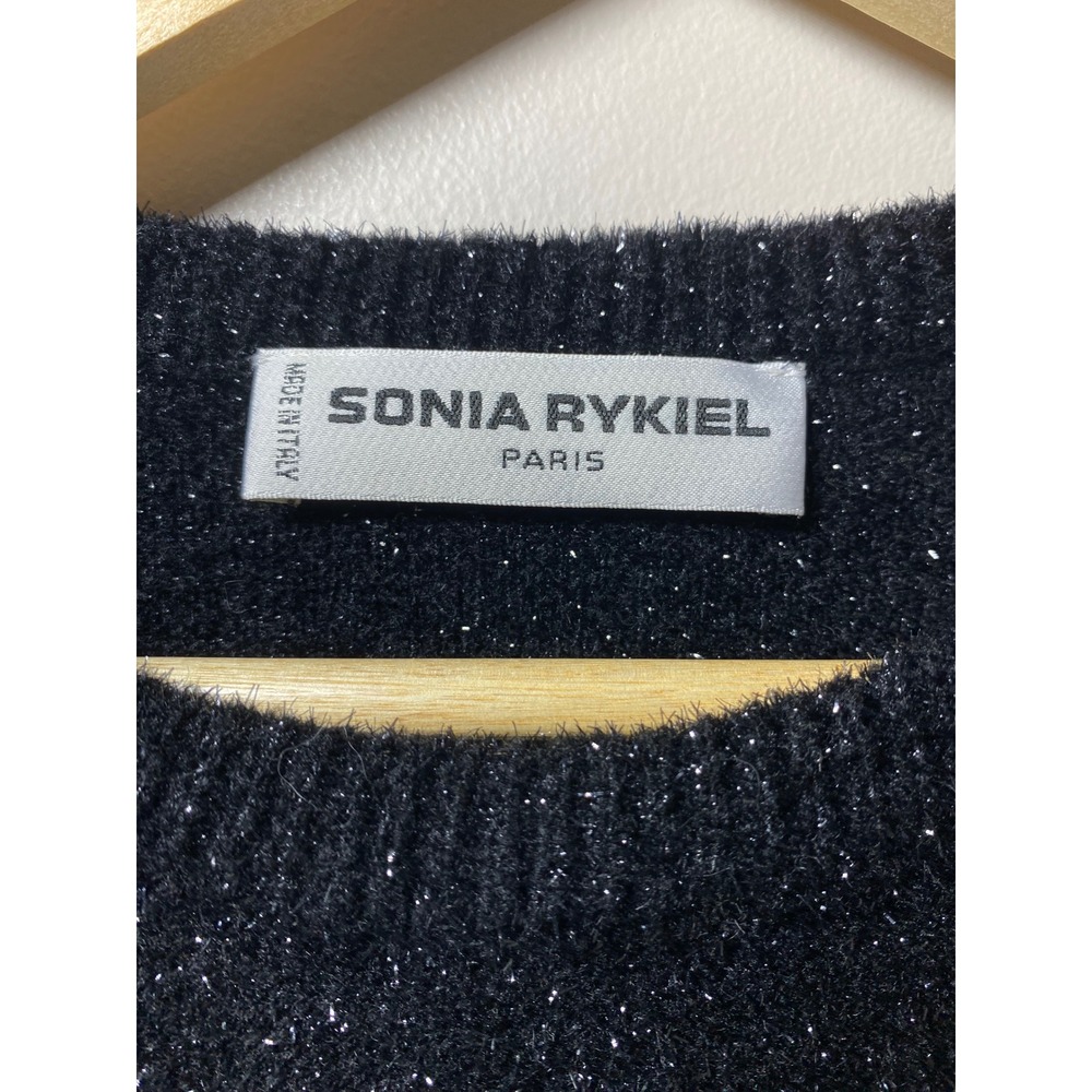 Sonia Rykiel Black Sparkle Knit Sweater Made in Italy Size 40 US 8 Textured Soft - Picture 4 of 6